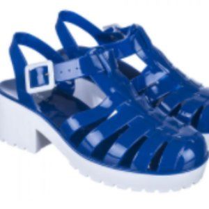 Blue jelly shoes